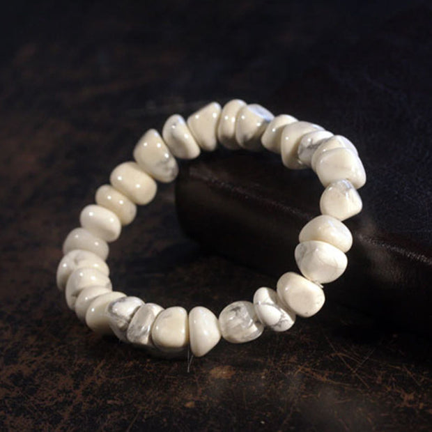Buddha Stones White Turquoise Irregular Blocks Courage Bracelet - 17-17.5cm - image 1