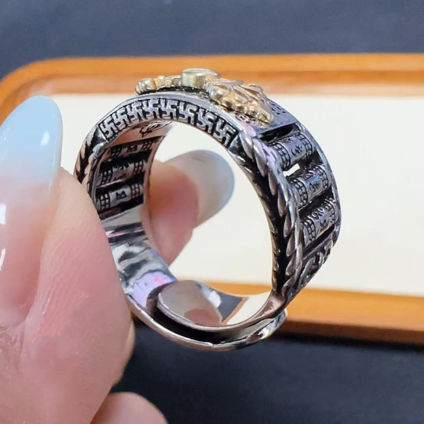Buddha Stones Vintage Prayer Wheel Om Mani Padme Hum Adjustable Wealth Ring - image 3