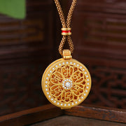 Buddha Stones Om Mani Padme Hum Openable Copper Plated Gold Wealth Necklace Pendant - Copper(Wealth ♥ Luck) - image 1