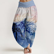Buddha Stones Casual Mountains Sunset Mist Pattern Women's Elastic Waist Harem Pants - RoyalBlue - US22，UK/AU26，EU54 (6XL) - image 9