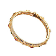 Buddha Stones Hollow Design Copper Plated Gold Flower Luck Bracelet Bangle - image 5
