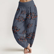 Buddha Stones Casual Lotus Line Pattern Women's Elastic Waist Harem Pants - MidnightBlue - US22，UK/AU26，EU54 (6XL) - image 9
