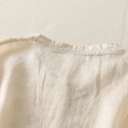 Buddha Stones Symmetrical Embroidery Cotton Linen Women's Half Sleeves Shirt - image 23