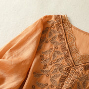 Buddha Stones Embroidered Lace Casual Women's Cotton Linen Half Sleeve T-shirt - image 3
