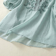 Buddha Stones Embroidered Lace Casual Women's Cotton Linen Half Sleeve T-shirt - image 17