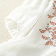 Buddha Stones Embroidered Lace Casual Women's Cotton Linen Half Sleeve T-shirt - image 34