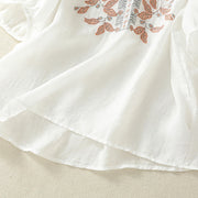 Buddha Stones Embroidered Lace Casual Women's Cotton Linen Half Sleeve T-shirt - image 33