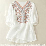 Buddha Stones Embroidered Lace Casual Women's Cotton Linen Half Sleeve T-shirt - image 31
