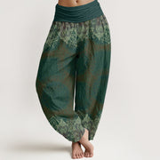 Buddha Stones Pure Cotton Casual Lycoris Radiata Mandala Pattern Women's Elastic Waist Harem Pants - SeaGreen - US22，UK/AU26，EU54 (6XL) - image 10