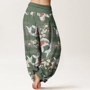 Buddha Stones Casual Cherry Blossoms Koi Fish Pattern Women's Elastic Waist Harem Pants - image 8