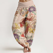 Buddha Stones Casual Floral Koi Pattern Women's Elastic Waist Harem Pants - Pink - US22，UK/AU26，EU54 (6XL) - image 1