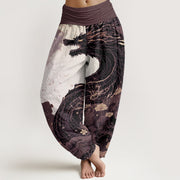 Buddha Stones Pure Cotton Casual Dragon Ancient Tree Pattern Women's Elastic Waist Harem Pants - RosyBrown - US22，UK/AU26，EU54 (6XL) - image 7