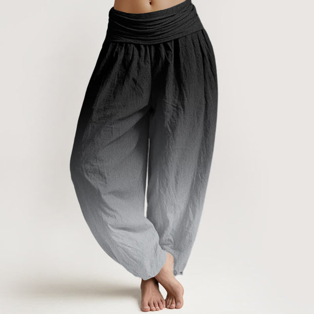 Buddha Stones Casual Gradient Solid Colors Women's Elastic Waist Harem Pants - Black - US22，UK/AU26，EU54 (6XL) - image 6