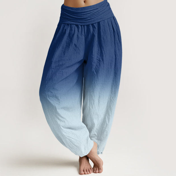 Buddha Stones Casual Gradient Solid Colors Women's Elastic Waist Harem Pants - SteelBlue - US22，UK/AU26，EU54 (6XL) - image 9