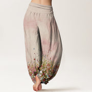 Buddha Stones Pure Cotton Casual Colorful Wildflower Field Pattern Women's Elastic Waist Harem Pants - image 2