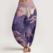 Buddha Stones Casual Mountains Trees Branches Pattern Women's Elastic Waist Harem Pants - DarkOrchid - US22，UK/AU26，EU54 (6XL) - image 9
