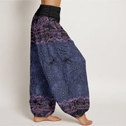 Buddha Stones Pure Cotton Elegant Mandala Flowers Design Women's Elastic Waist Harem Pants