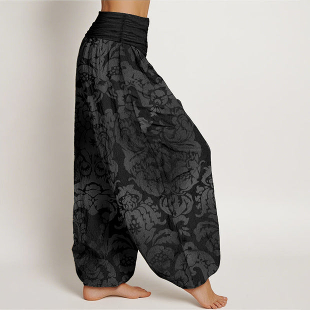 Buddha Stones Pure Cotton Casual Flower Leaves Design Women's Elastic Waist Harem Pants - image 7
