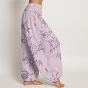 Buddha Stones Pure Cotton Branch Pattern Women's Elastic Waist Harem Pants - image 12