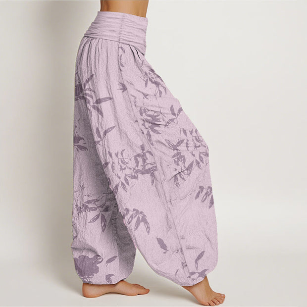 Buddha Stones Pure Cotton Branch Pattern Women's Elastic Waist Harem Pants - image 12