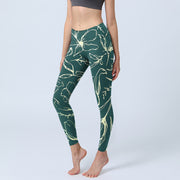 Buddha Stones Large Floral Petals Print Gym Leggings Women's Yoga Pants - Teal - US18，UK/AU22，EU50 (4XL) - image 1