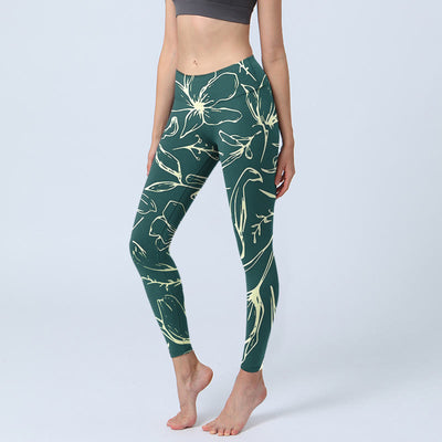 Buddha Stones Large Floral Petals Print Gym Leggings Women's Yoga Pants - Teal - US18，UK/AU22，EU50 (4XL) - image 1