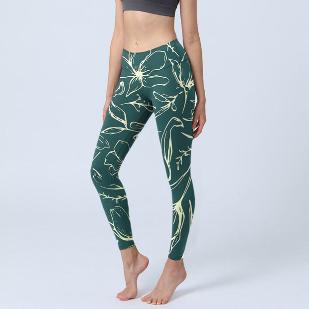 Buddha Stones Large Floral Petals Print Gym Leggings Women's Yoga Pants - Teal - US18，UK/AU22，EU50 (4XL) - image 1