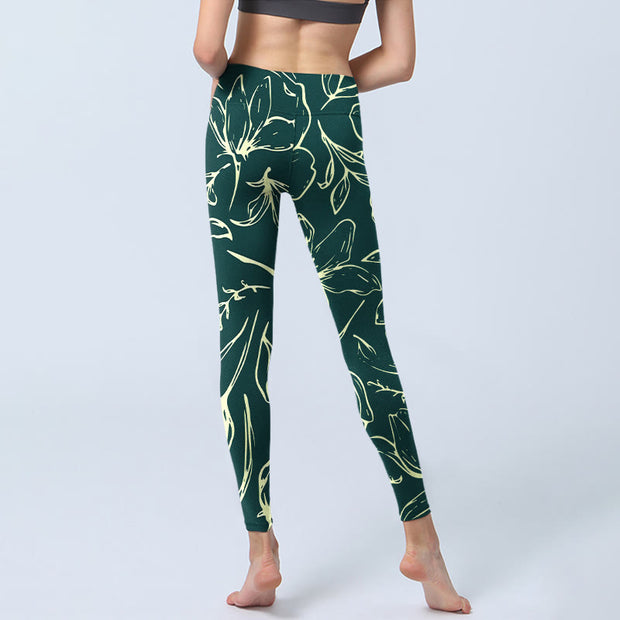 Buddha Stones Large Floral Petals Print Gym Leggings Women's Yoga Pants - image 7