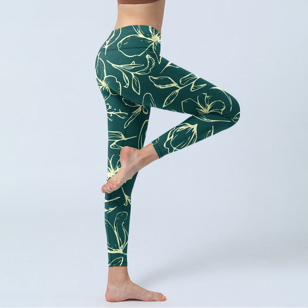 Buddha Stones Large Floral Petals Print Gym Leggings Women's Yoga Pants - image 4