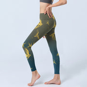 Buddha Stones Golden Flying Birds Print Gym Leggings Women's Yoga Pants - image 3
