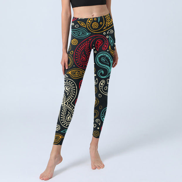Buddha Stones Colorful Paisley Print Gym Leggings Women's Yoga Pants - image 6