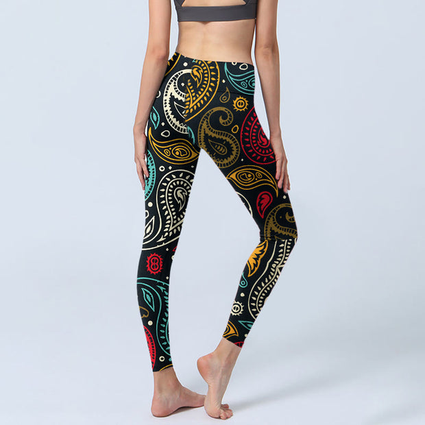 Buddha Stones Colorful Paisley Print Gym Leggings Women's Yoga Pants - image 5