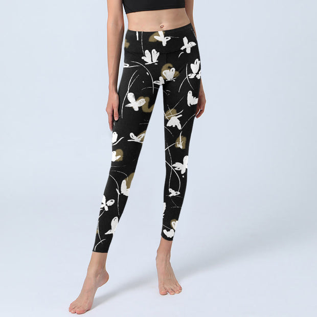 Buddha Stones White Butterflies Print Gym Leggings Women's Yoga Pants - image 6