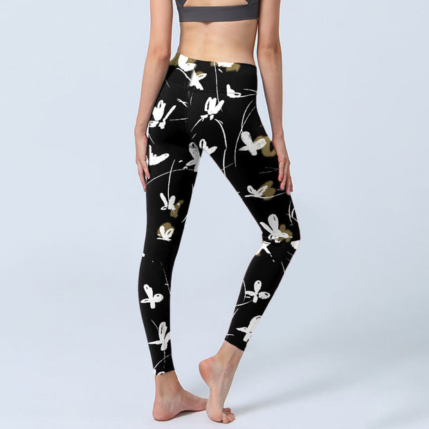 Buddha Stones White Butterflies Print Gym Leggings Women's Yoga Pants - image 5