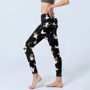 Buddha Stones White Butterflies Print Gym Leggings Women's Yoga Pants - image 3