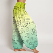 Buddha Stones OM Symbol Lotus Meditating Figure Infinity Pattern Women's Elastic Waist Harem Pants - image 8