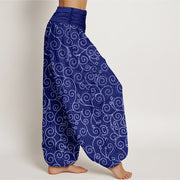 Buddha Stones Curving Vine Pattern Women's Elastic Waist Harem Pants - image 3