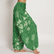 Buddha Stones Beige Large Petal Flowers Blossoms Pattern Women's Elastic Waist Harem Pants - image 10