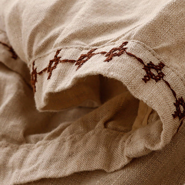 Buddha Stones Simple Embroidery 7-8 Length Cropped Women's Cotton Linen Harem Pants With Pockets - image 13