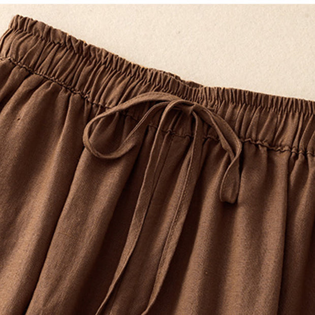 Buddha Stones Simple Embroidery 7-8 Length Cropped Women's Cotton Linen Harem Pants With Pockets - image 19
