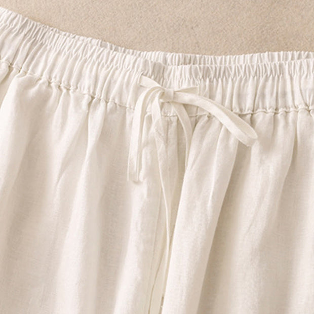 Buddha Stones Simple Embroidery 7-8 Length Cropped Women's Cotton Linen Harem Pants With Pockets - image 27