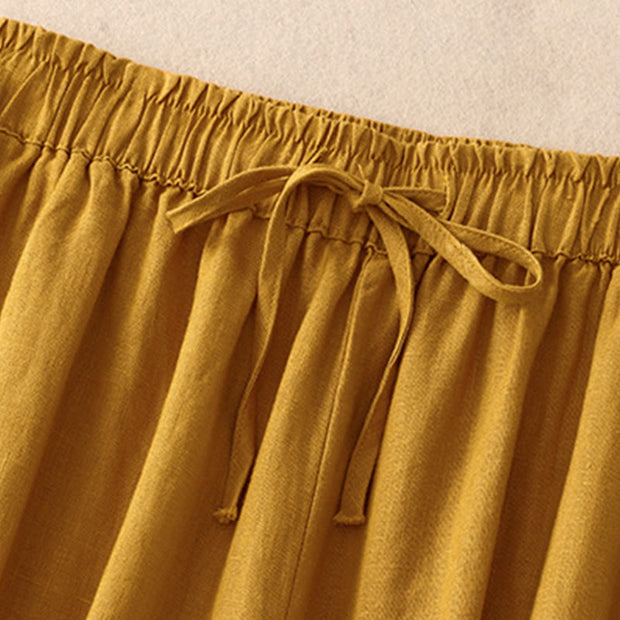 Buddha Stones Simple Embroidery 7-8 Length Cropped Women's Cotton Linen Harem Pants With Pockets - image 23