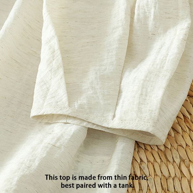 Buddha Stones White Plain Button Three Quarter Sleeve Women's Shirt - image 8
