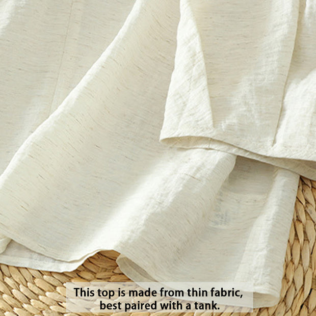 Buddha Stones White Plain Button Three Quarter Sleeve Women's Shirt - image 9
