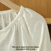 Buddha Stones White Plain Button Three Quarter Sleeve Women's Shirt - image 6