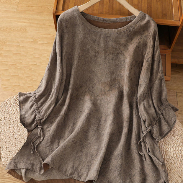 Buddha Stones Casual Crew Neck Women's Lace-up Half Sleeve Shirt - Peru - US14，UK/AU18，EU46 (2XL) - image 19