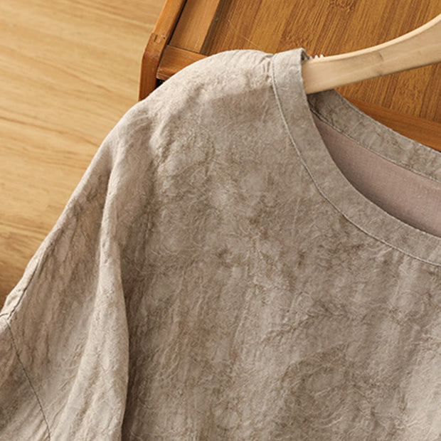 Buddha Stones Casual Crew Neck Women's Lace-up Half Sleeve Shirt - image 6