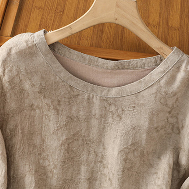 Buddha Stones Casual Crew Neck Women's Lace-up Half Sleeve Shirt - image 4