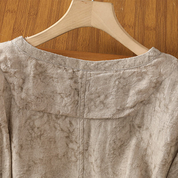 Buddha Stones Casual Crew Neck Women's Lace-up Half Sleeve Shirt - image 5