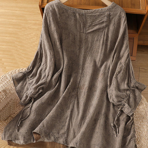 Buddha Stones Casual Crew Neck Women's Lace-up Half Sleeve Shirt - image 20